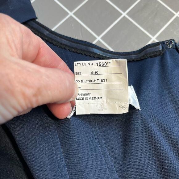 After Six Chiffon Midnight Blue Off-The-Shoulder Basque Neck Maxi Dress 4 NWOT - Picture 6 of 14